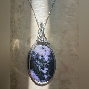 Sterling Silver Natural Charolite Stone Necklace Pendant